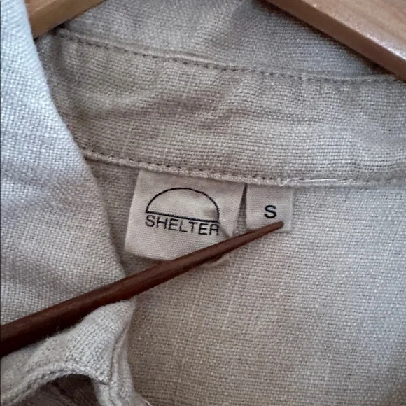 Shelter clothing linen button-down overdyed with tea size small - Picture 2 of 4